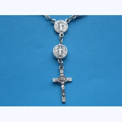Różaniec-bransoletka kolor srebrny z medalem Św.Benedykta Nr.1